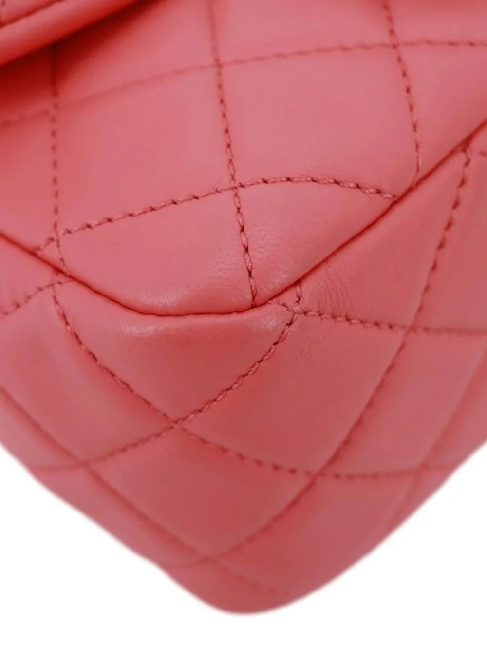 Chanel  Pearl Crush Square Flap Mini Quilted Lambskin Leather Shoulder Bag Pink